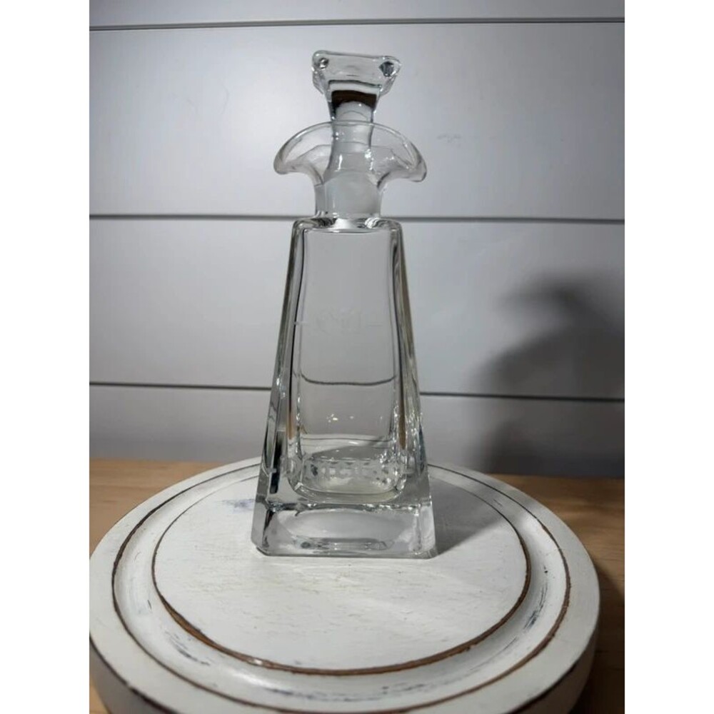 Vintage Oil Vinegar Glass Bottle Cruet Etched Stopper